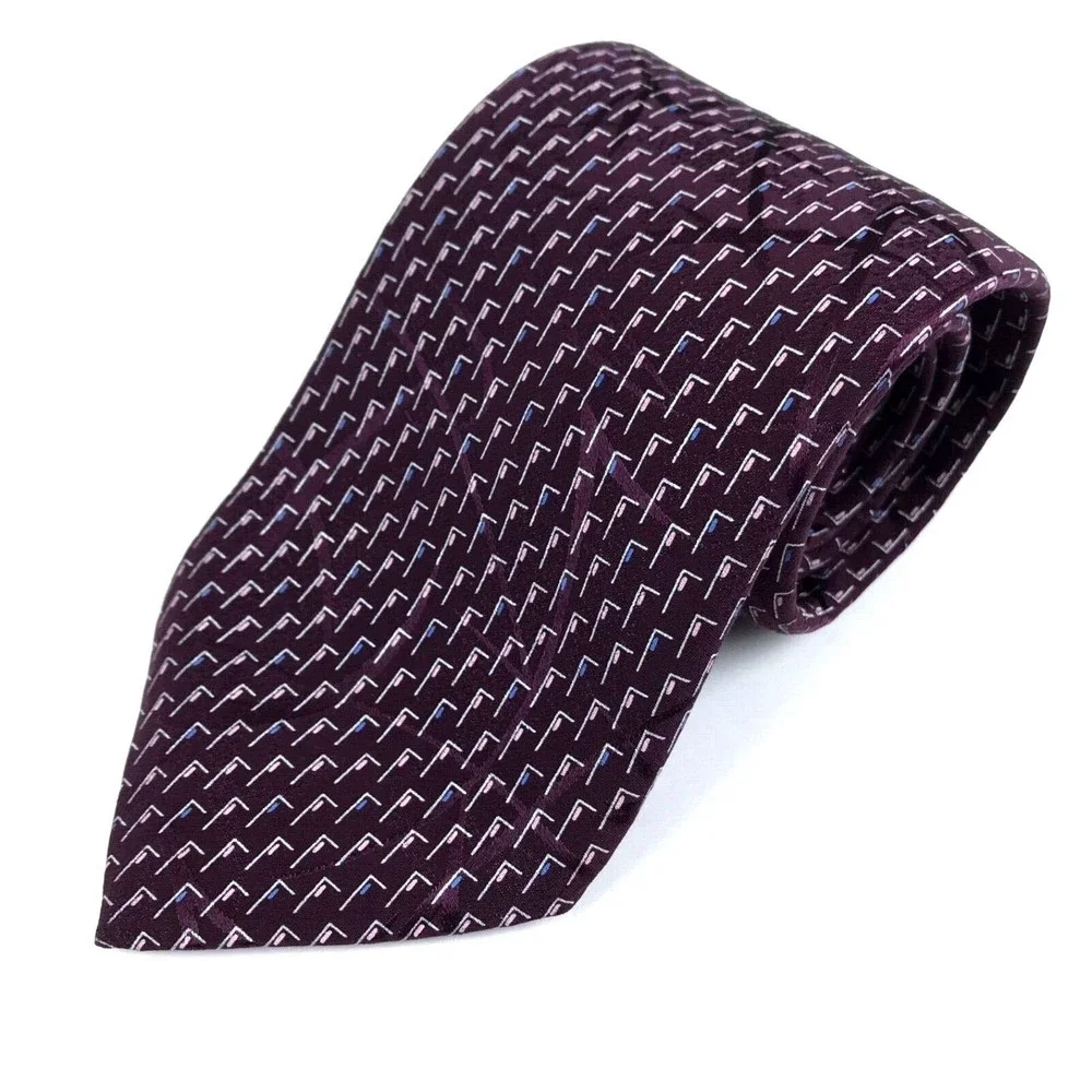 BRIONI Silk Tie Hand Made In Italy Dark Purple Blue Pink Italian Men Necktie 60